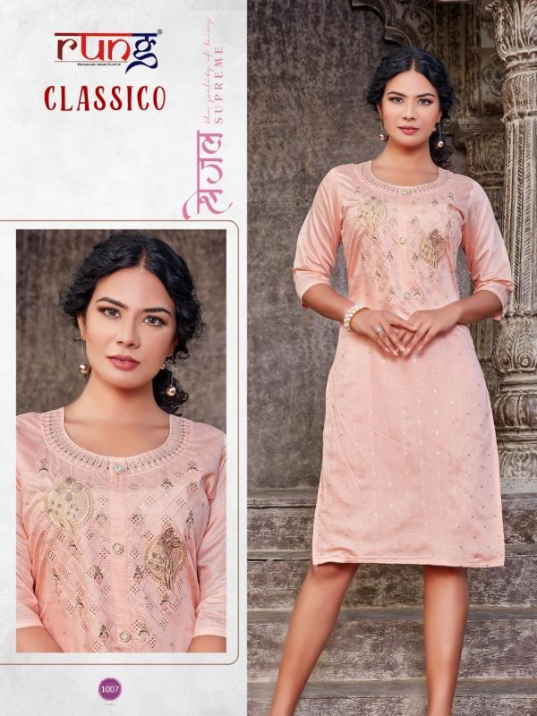 Rung Classico Designer Silk Embroidery Kurti